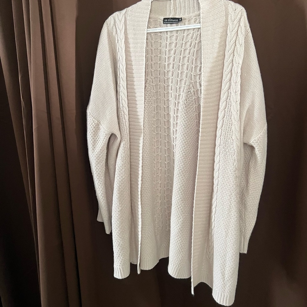 St. John's Bay Cream Cable Knit Cardigan Sweater